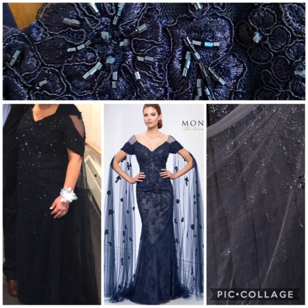 Montage by Mon Cheri Navy Beaded Gown - Altered